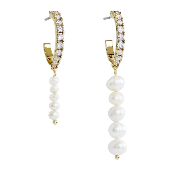 OLSEN – Mismatch Freshwater Pearl Earrings - Gold | Clear & Pearl