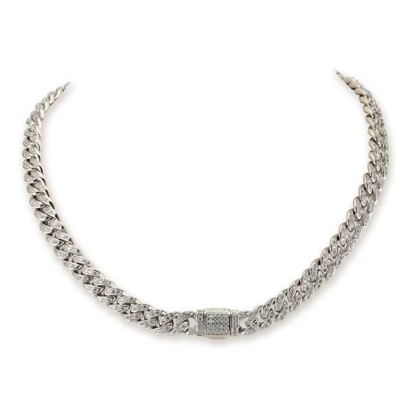 SELENA – Pave Cuban Link Chain - Silver | Clear