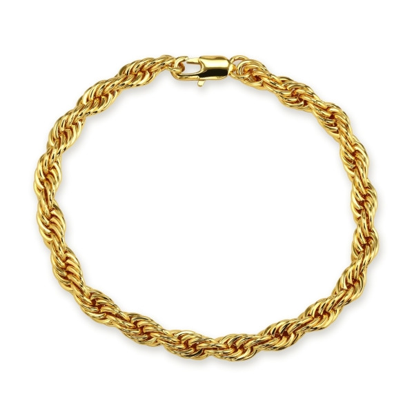 LEON – Extended 6 mm Rope Chain Bracelet - Size 8”– Gold