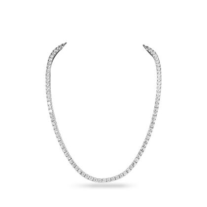 GABRIELLA - Simulated Diamond Tennis Necklace - Silver | Clear