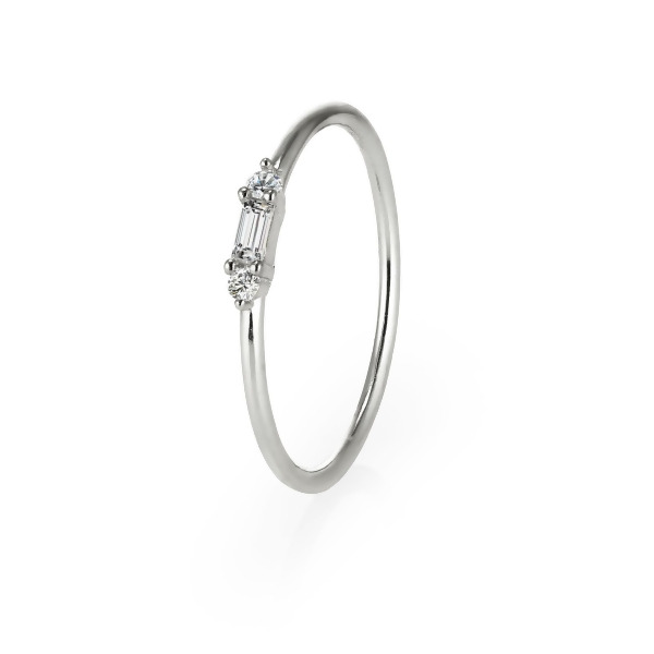 BELLA - Dainty Baguette Ring - Final Sale - Size 8 - Silver | Clear