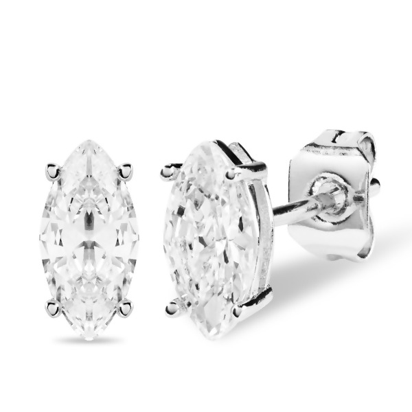 JOSEPHINE – Marquise Stud Earrings - Silver | Clear