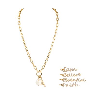 HOPE – Inspiration Charm Necklace - Gold | Clear & Pearl