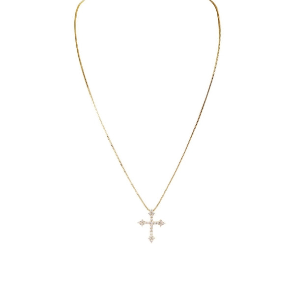 HELENA – Cross Necklace - Gold | Clear