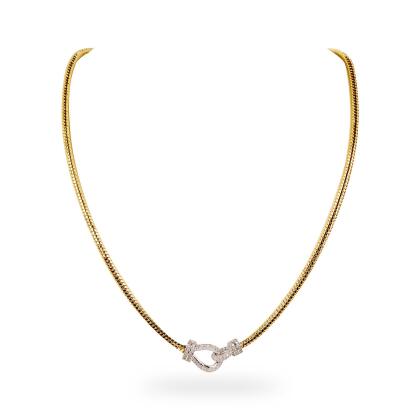 KENNEDY – Classic Stone Link Necklace - Silver & Gold | Clear