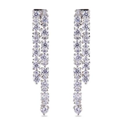 QUINN – Double Strand Earrings - Silver | Clear