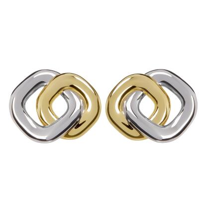 KYLIE – Two-Tone Double Square Earrings - Silver & Gold