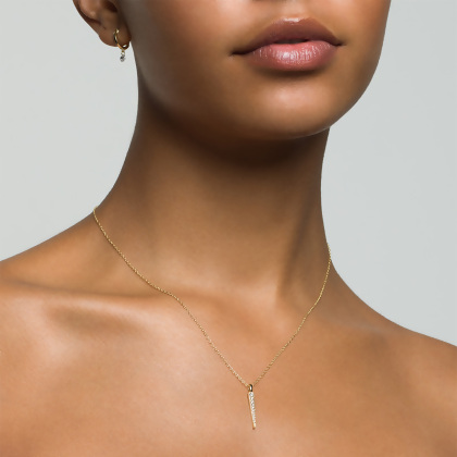 HEIDI - Pave Stick Necklace - Gold | Clear