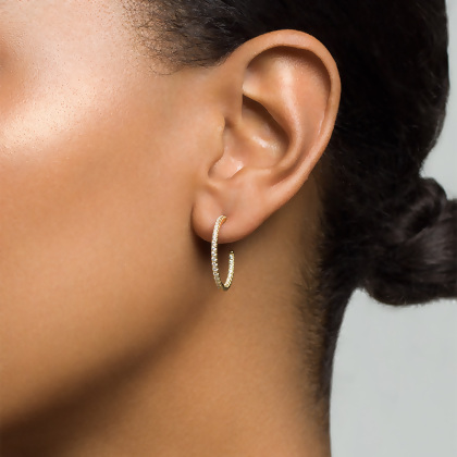SOPHIE - Pave CZ Hoop Earrings - Gold | Clear