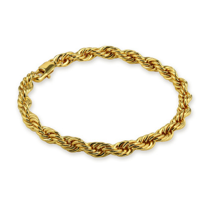 LEON – Extended 6 mm Rope Chain Bracelet - Size 8.5” – Gold