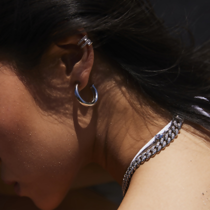 FOX – Modern Cage Ear Cuff - Silver | Clear