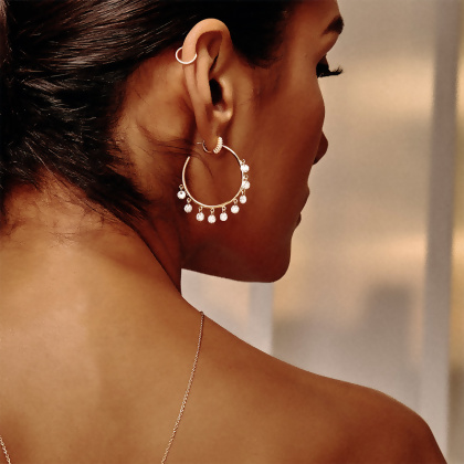 GEO - Mini Baguette Huggie Earrings - Gold | Clear