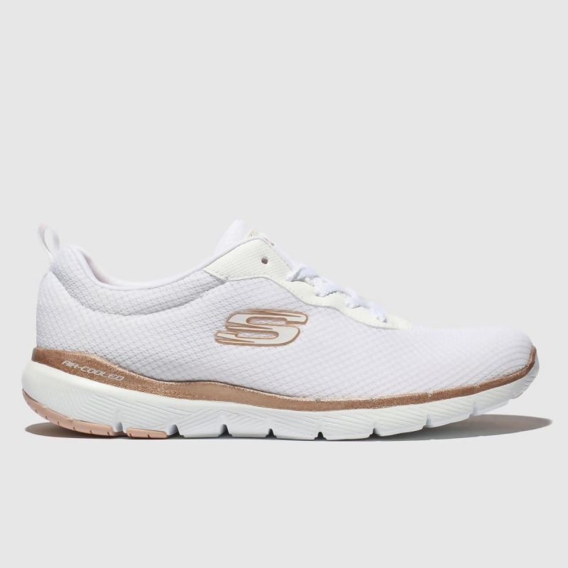 gold skechers trainers