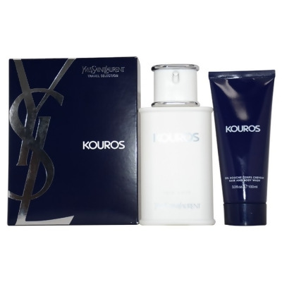 Kouros by Yves Saint Laurent for Men - 2 Pc Gift Set 3.3oz EDT Spray, 3.3oz Hair And Body Wash 