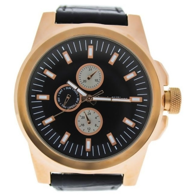 LVAG3733-2 Rose Gold/Brown Leather Strap Watch by Louis Villiers for Men - 1 Pc Watch 