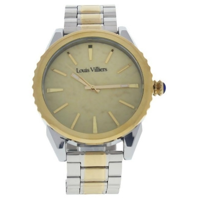 LV2066 Silver Gold Stainless Steel Bracelet Watch by Louis Villiers for Men - 1 Pc Watch 