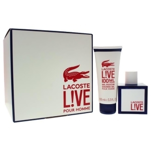 Lacoste Live by Lacoste for Men 2 Pc Gift Set 3.3oz Edt Spray 3.3oz Shower Gel - All