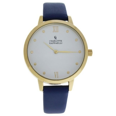 CRB008 La Basic - Gold/Blue Leather Strap Watch by Charlotte Raffaelli for Women - 1 Pc Watch 