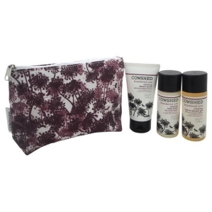 Knackered Cow Relaxing Discovery Bag by Cowshed for Women 3 Pc Kit 1.69oz Bath Shower Gel 1.69oz Shower Scrub 1.69oz Body Lotion Gift Travel Pouch - A