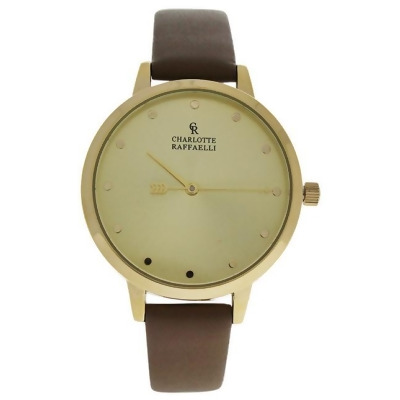 CRB005 La Basic - Gold/Brown Leather Strap Watch by Charlotte Raffaelli for Women - 1 Pc Watch 