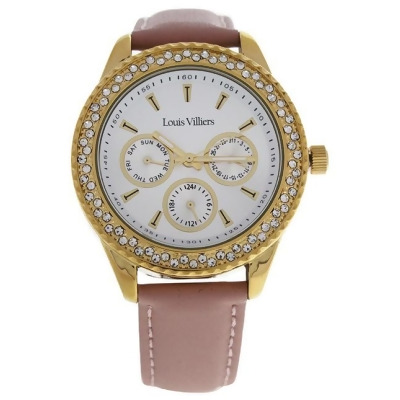 LV2078 Gold/Cream Leather Strap Watch by Louis Villiers for Women - 1 Pc Watch 