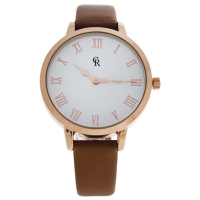 CRB003 La Basic - Rose Gold/Brown Leather Strap Watch by Charlotte Raffaelli for Women - 1 Pc Watch 