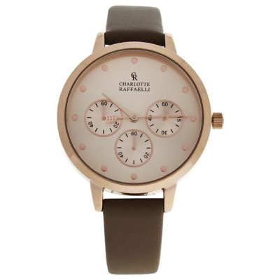 CRB015 La Basic - Rose Gold/Brown Leather Strap Watch by Charlotte Raffaelli for Women - 1 Pc Watch 