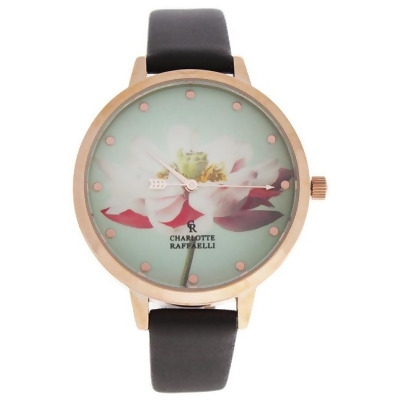 CRF009 La Florale - Rose Gold/Brown Leather Strap Watch by Charlotte Raffaelli for Women - 1 Pc Watch 