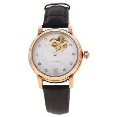 REDM1 Rose Gold/Brown Leather Strap Watch by Jean Bellecour for Women - 1 Pc Watch 