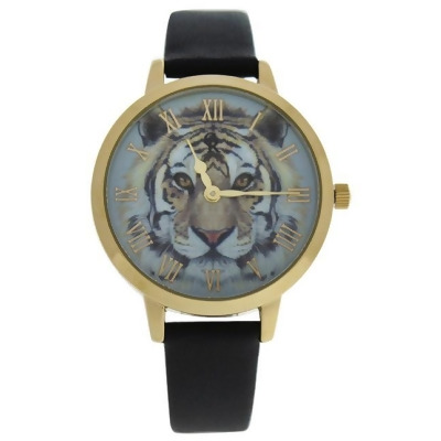 CRA017 La Animale - Gold/Black Leather Strap Watch by Charlotte Raffaelli for Women - 1 Pc Watch 
