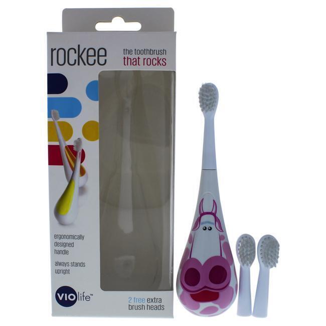 Rockee The Toothbrush That Rocks - # VRT157B Bessie by Violife for Kids - 3 Pc Set Rockee Toothbrush, 2 Additional Brush Heads