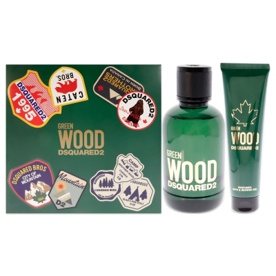 Green Wood by Dsquared2 for Men - 2 Pc Gift Set 3.4oz EDT Spray, 5.0oz Bath and Shower Gel 