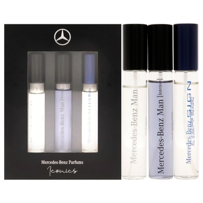Mercedes-Benz for Unisex - 3 Pc Mini Gift Set 0.34oz Man EDT Spray, 0.34oz Man Intense, 0.34oz Mercedes-Benz Sign 
