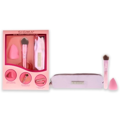 3DHD Perfect Complexion Set by SIGMA for Women - 3 Pc Set 3DHD Blender, 3DHD Kabuki Brush, Bag 