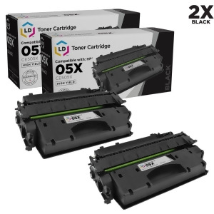 Ld Compatible Replacements for Hewlett Packard Ce505x Hp 05X Set of 2 High Yield Black Laser Toner Cartridges for Hp LaserJet P2055d P2055dn and P2055