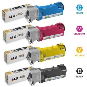 Ld Compatible Dell 2155cn / 2150 Set of 4 High Yield Toner Cartridges 1 Black 331-0719 / Cyan 331-0716 / Magenta 331-0717 / Yellow 331-0718 for Dell 2