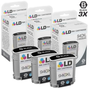 Ld Remanufactured Replacements for Hp 940Xl / C4906an 3Pk High Yield Black Ink Cartridges for OfficeJet Pro 8000 8500 Wireless 8500a 8500a Plus 8500a 