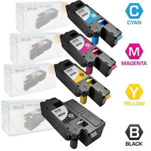 Ld Set of 4 Compatible Toners to Replace Dell C1660w C1660 C1660cnw Laser Toner Cartridges 1 Black 332-0399 Cyan 332-0400 Magenta 332-0401 and Yellow 