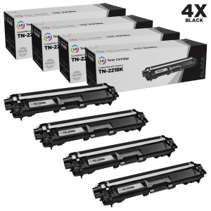 Ld Compatible Brother Tn221 4Pk Black Toner Cartridges for Dcp- 9020Cdn Hl- 3140Cw 3150Cdn 3170Cdw 3180Cdw and Mfc- 9130Cw 9330Cdw 9340Cdw - All
