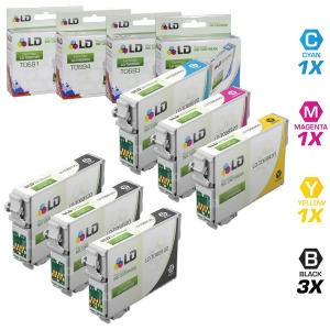 Ld Remanufactured Replacement for Epson T069 Set of 6 Ink Cartridges Includes 3 T069120 Black 1 T069220 Cyan 1 T069320 Magenta and 1 T069420 Yellow fo