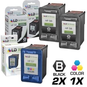 Ld Remanufactured Ink Cartridge Replacements for Hp C6656an Hp 56 Black and Hp C6657an Hp 57 Color 2 Black and 1 Color - All