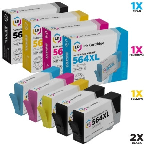 Ld Remanufactured Replacements for Hp 564Xl Set of 5 High Yield Inkjet Cartridges Includes 2 Cn684wn Black 1 Cb323wn Cyan 1 Cb324wn Magenta and 1 Cb32