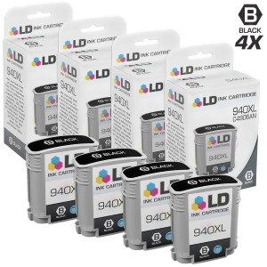 Ld Remanufactured Replacements for Hp 940Xl / C4906an 4Pk High Yield Black Ink Cartridges for OfficeJet Pro 8000 8500 Wireless 8500a 8500a Plus 8500a 