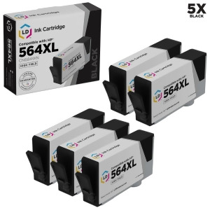 Ld Remanufactured Replacement for Hewlett Packard 564Xl / 564 Cn684wn Set of 5 ink Cartridges Shows Accurate Levels - All