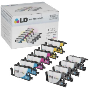 Ld Brother Compatible Lc75 Bulk Set of 10 High Yield Ink Cartridges 4 Black Lc75bk 2 each of Cyan Lc75c / Magenta Lc75m / Yellow Lc75y - All
