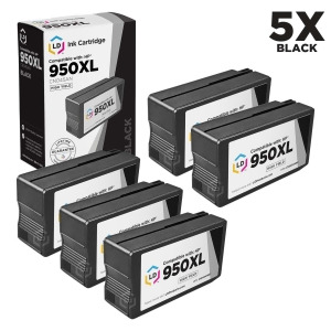 Ld Remanufactured Replacement for Hewlett Packard Hp 950Xl / 950 Ink Cartridges Set of 5 Black Cn045an for OfficeJet Pro 251dw 276w Mfp 8100 8600 8600