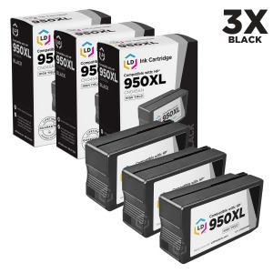 Ld Remanufactured Replacement for Hewlett Packard Hp 950Xl / 950 Ink Cartridges Set of 3 Black Cn045an for OfficeJet Pro 251dw 276w Mfp 8100 8600 8600