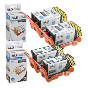 Ld Compatible Set of 4 Series 23 High Yield Black Color Ink Cartridges for Dell V515w Printer 2 Black T105n 2 Color T106n - All
