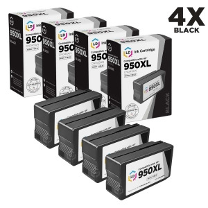 Ld Remanufactured Replacement for Hewlett Packard Hp 950Xl / 950 Ink Cartridges Set of 4 Black Cn045an for OfficeJet Pro 251dw 276w Mfp 8100 8600 8600