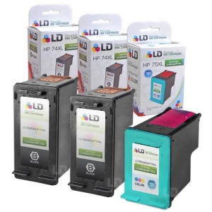 Ld Remanufactured Ink Cartridge Replacements for Hp Cb336wn Hp 74Xl / 74 Hy Black Cb338wn Hp 75Xl /75 Hy Color 2 Blk 1 Clr for PhotoSmart C4294 C4410 